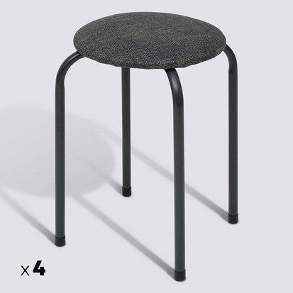 Lot de 4 tabourets empilables, gris Flexy +