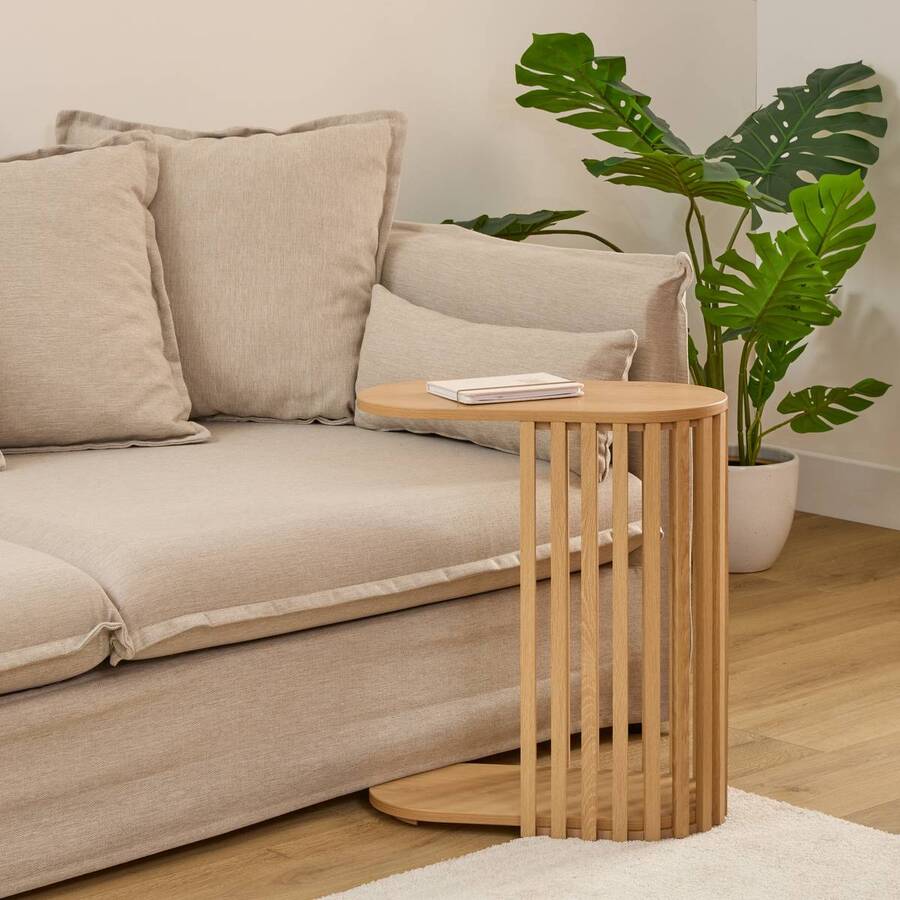 Bout de canapé ovale, beige Slat