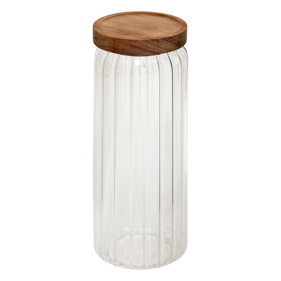 Lot de 3 bocaux, verre, couvercle acacia, 0,3/0,5/1,4l Harmony