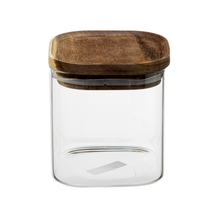 Lot de 2 bocaux, verre, couvercle acacia, 0,6/1,6l Hermet
