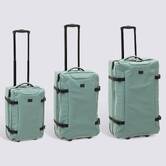 Set de 3 valises souples, 2 roues, fermeture tsa, vert