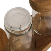 Lot de 6 pots à épices avec support, acacia 