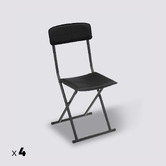 Lot de 4 chaises pliantes, simili cuir, noir