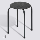 Lot de 4 tabourets empilables, gris Flexy +