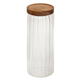 Lot de 3 bocaux, verre, couvercle acacia, 0,3/0,5/1,4l Harmony