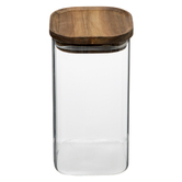 Lot de 2 bocaux, verre, couvercle acacia, 0,6/1,6l Hermet