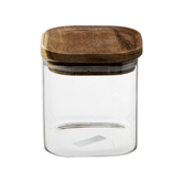 Lot de 2 bocaux, verre, couvercle acacia, 0,6/1,6l Hermet