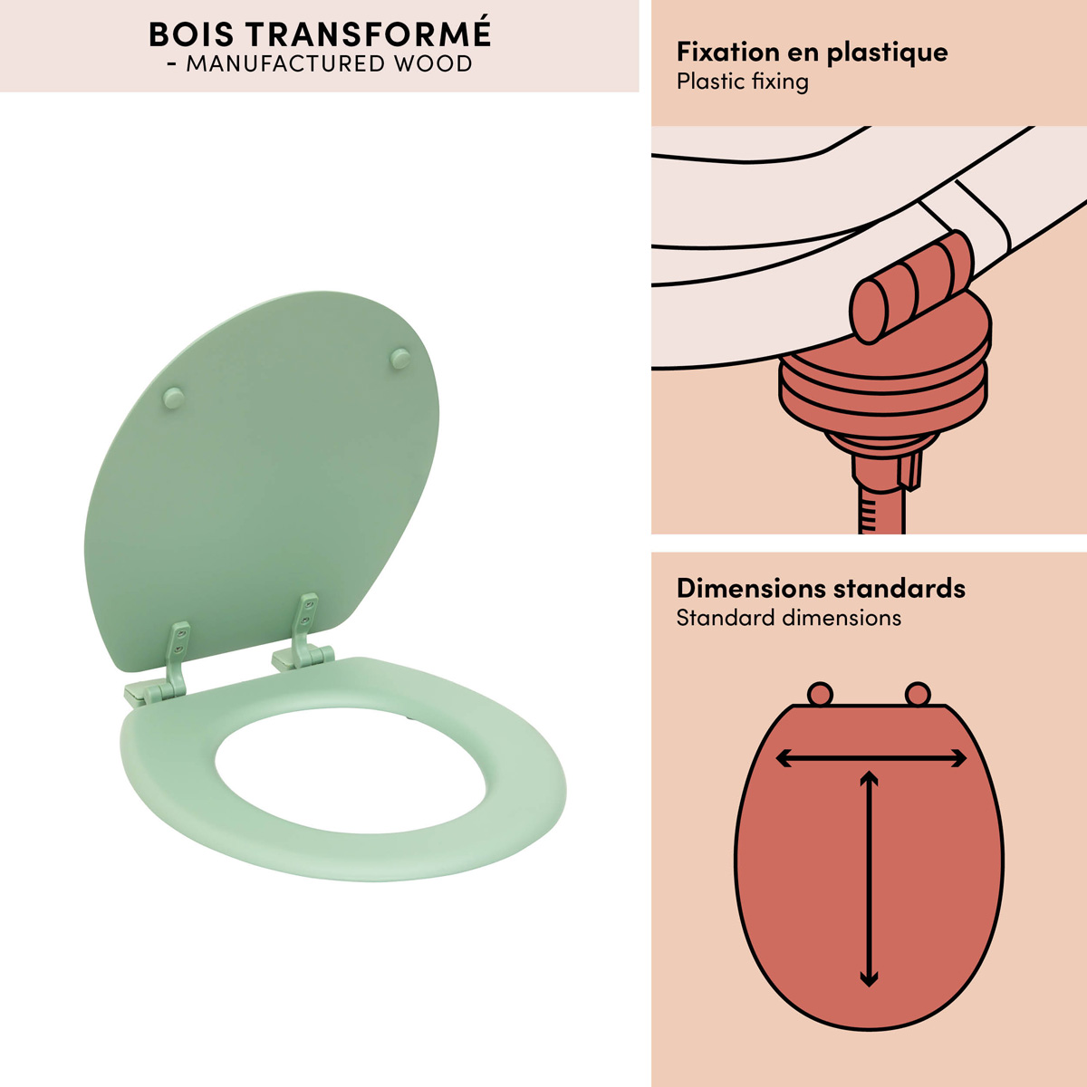 Abattant wc, vert céladon