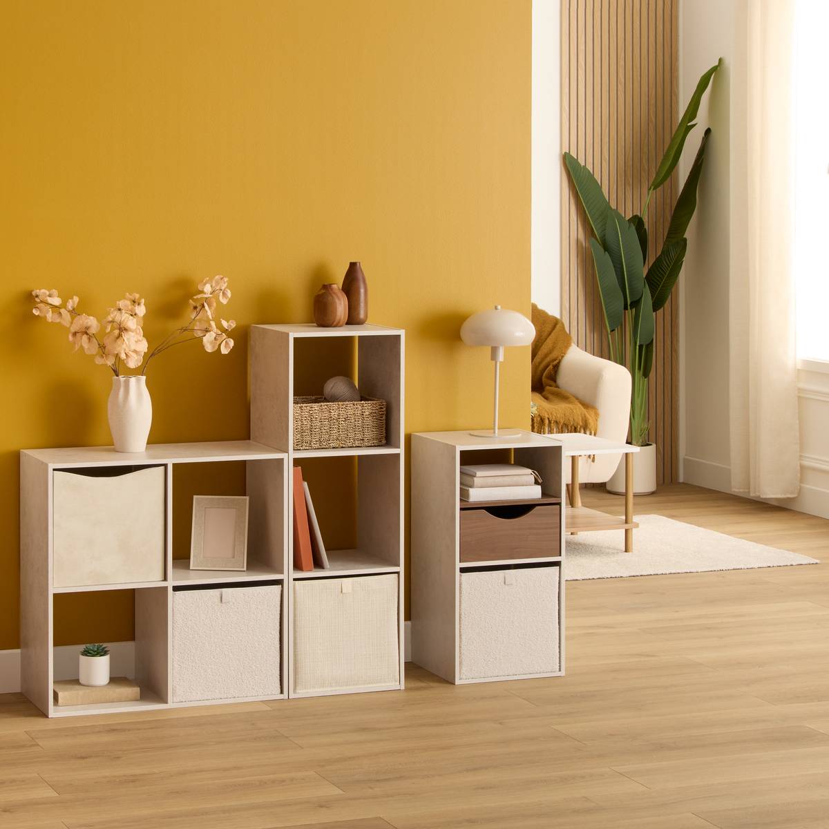 Étagère 4 cases, effet travertin Mix'n modul