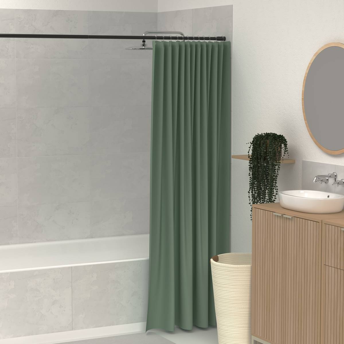 Rideau de douche, 180x200 cm, ficus