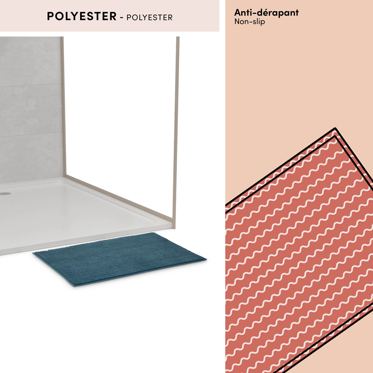 Tapis, 80x50 cm, bleu Colorama