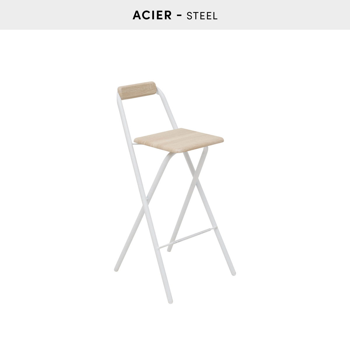 Chaise de bar pliante, h.98 cm, blanc Flexy