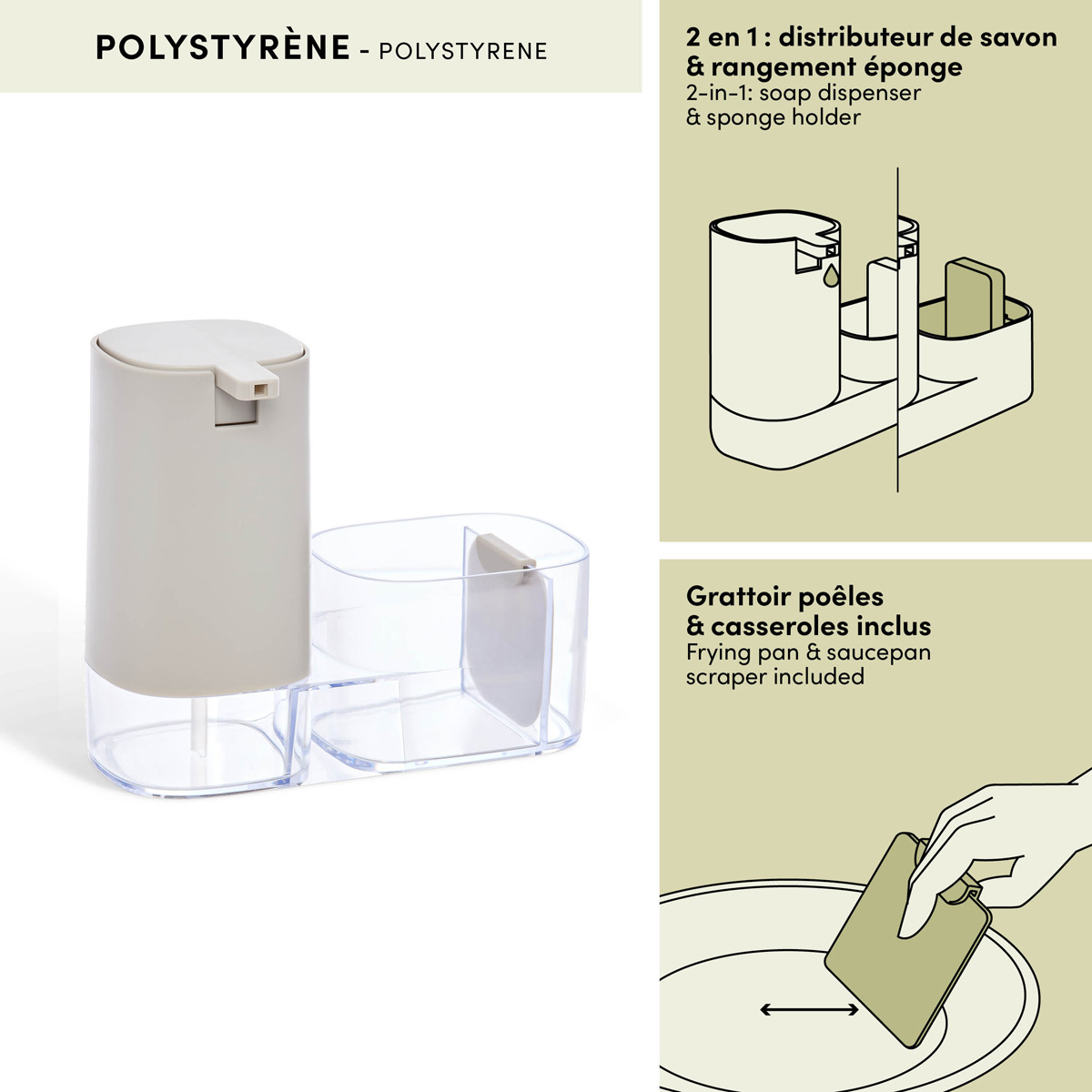 Distributeur de savon, 540ml, argile Poly