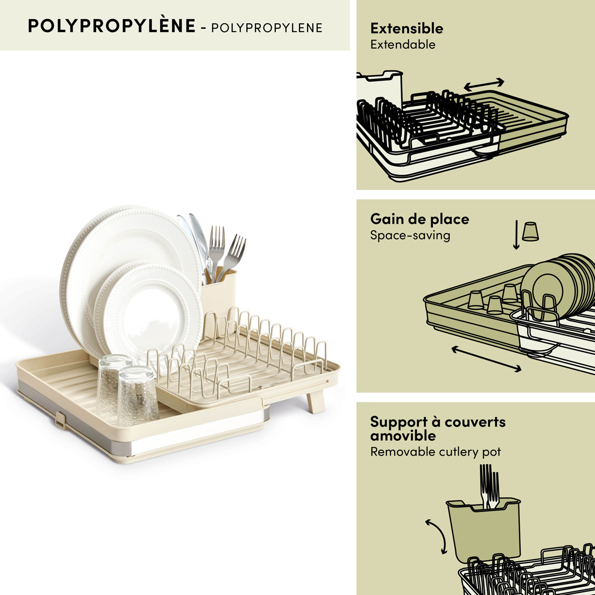 Égouttoir extensible, 1 niveau, argile Essentiels