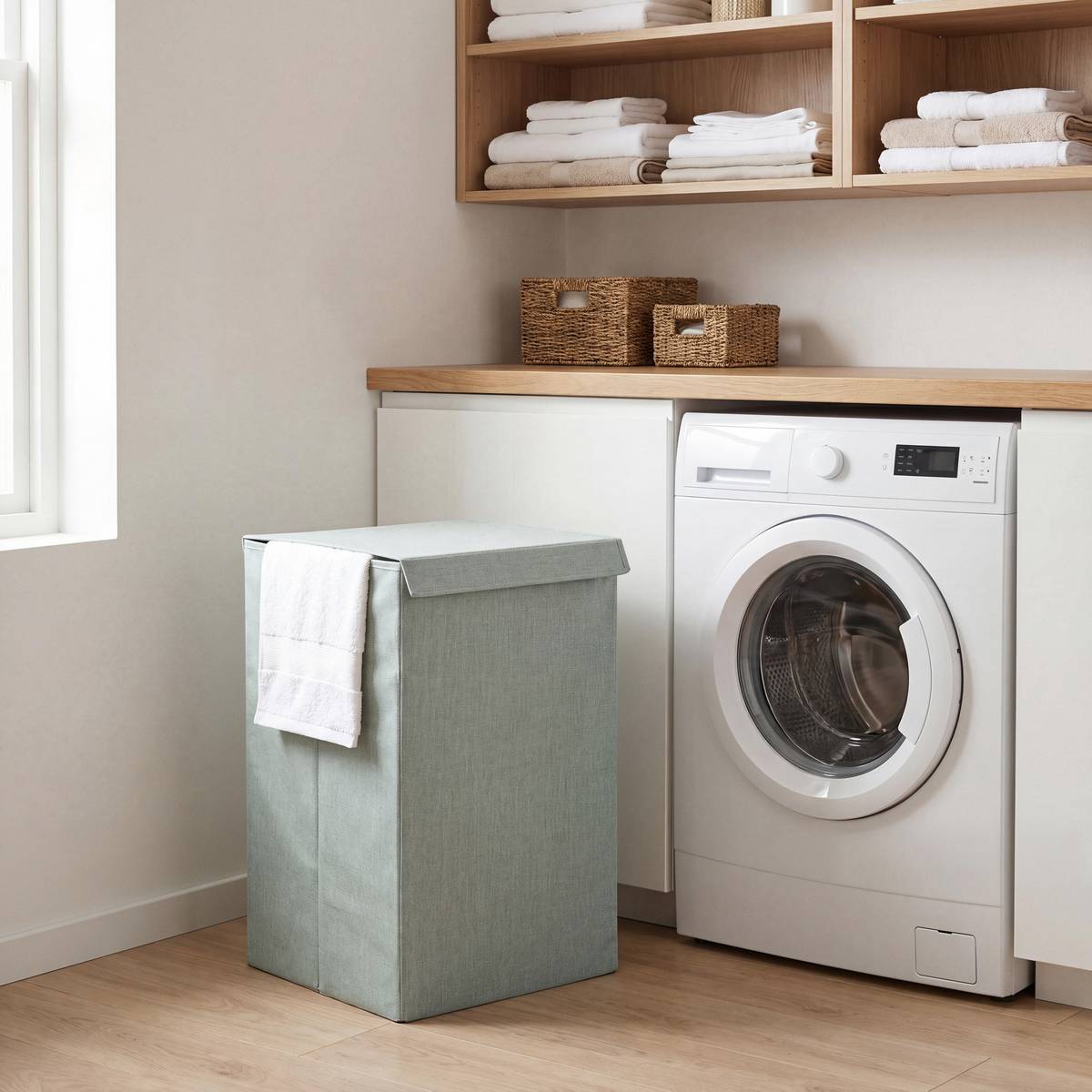 Corbeille à linge, 74l, vert céladon