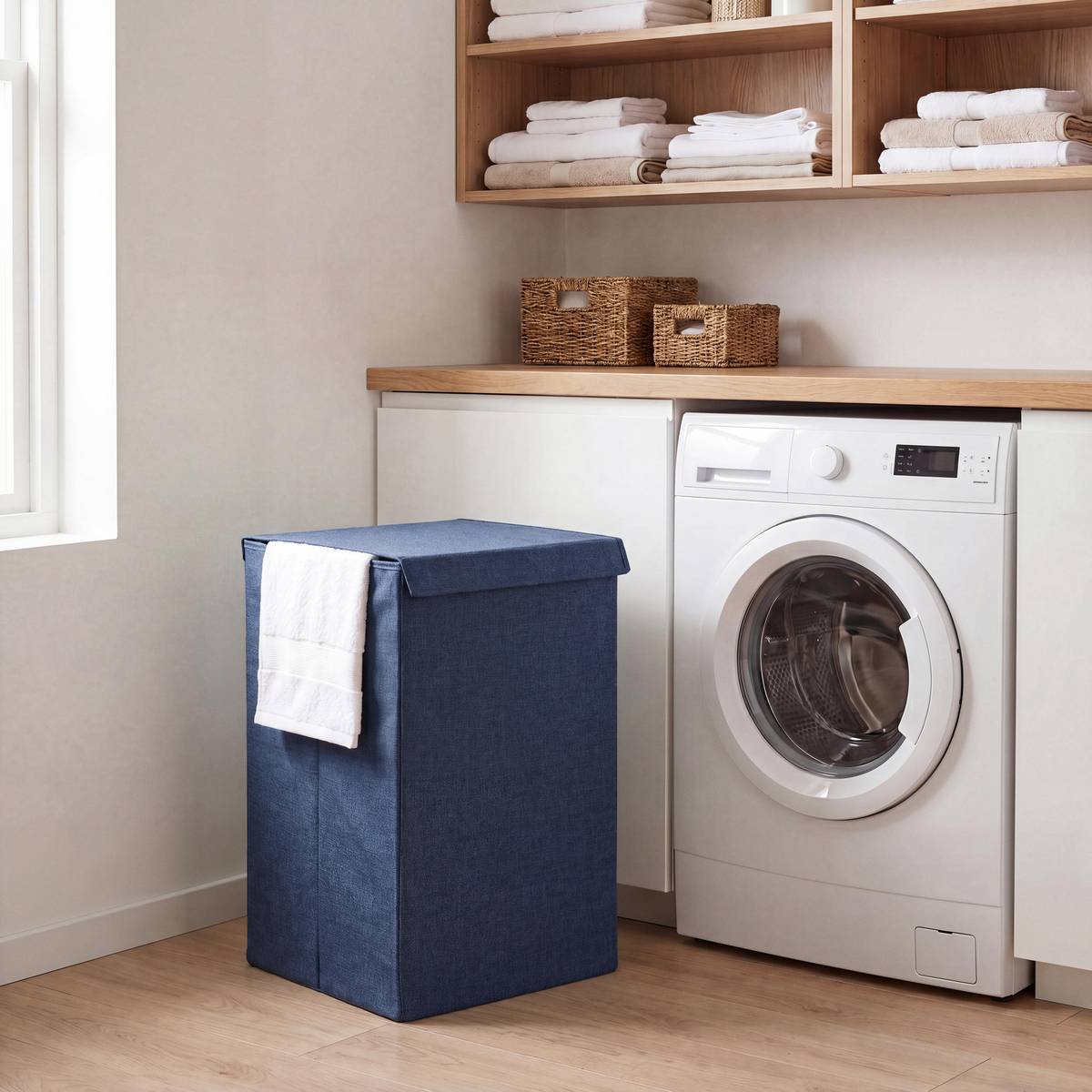 Corbeille à linge, 74l, bleu