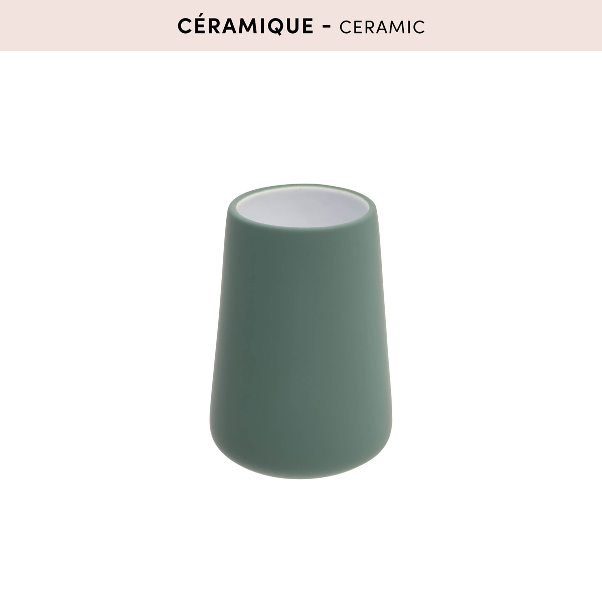 Porte-brosse à dents, d.8,3 x h.11,8 cm, grès, ficus Colorama