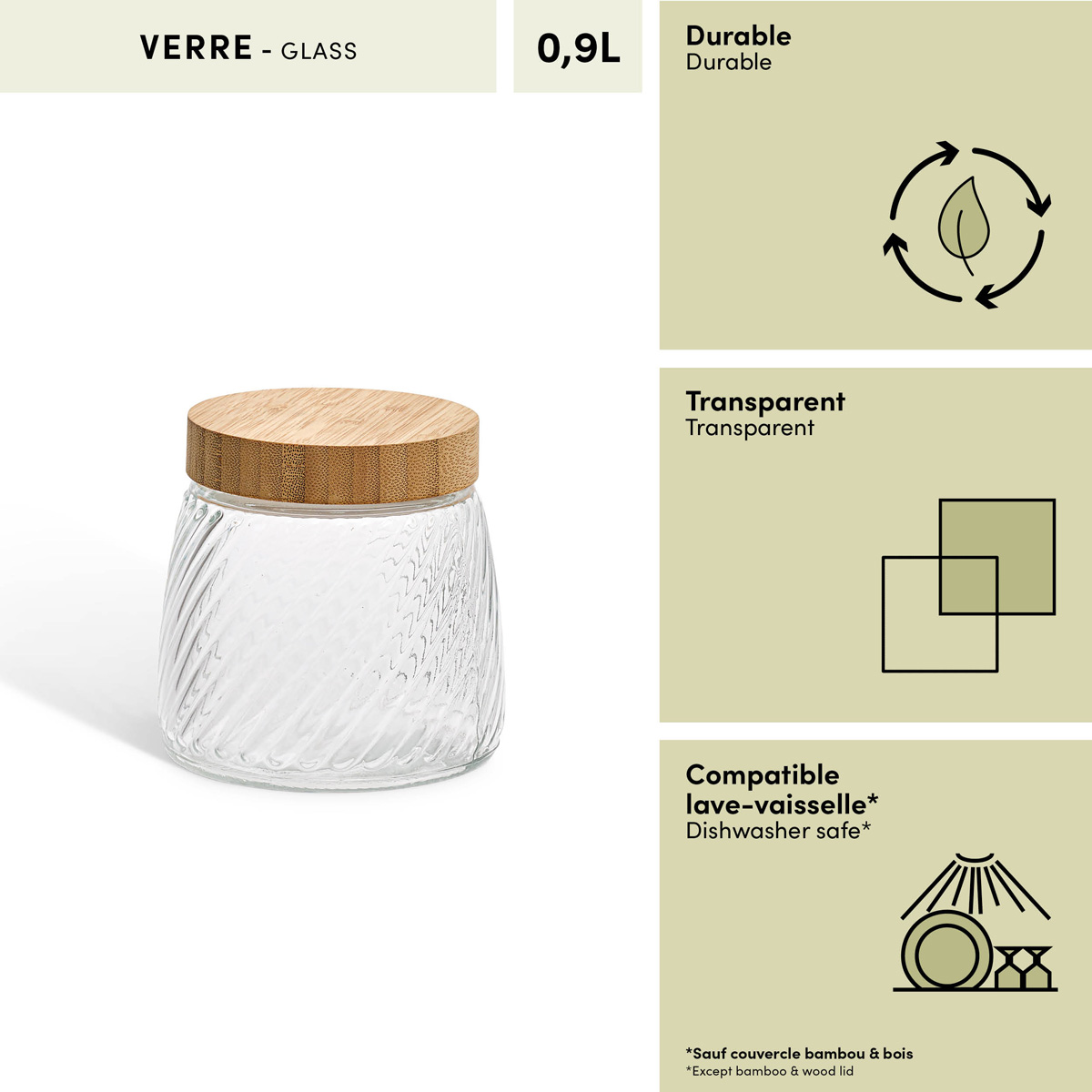 Bocal, 0,9l, transparent