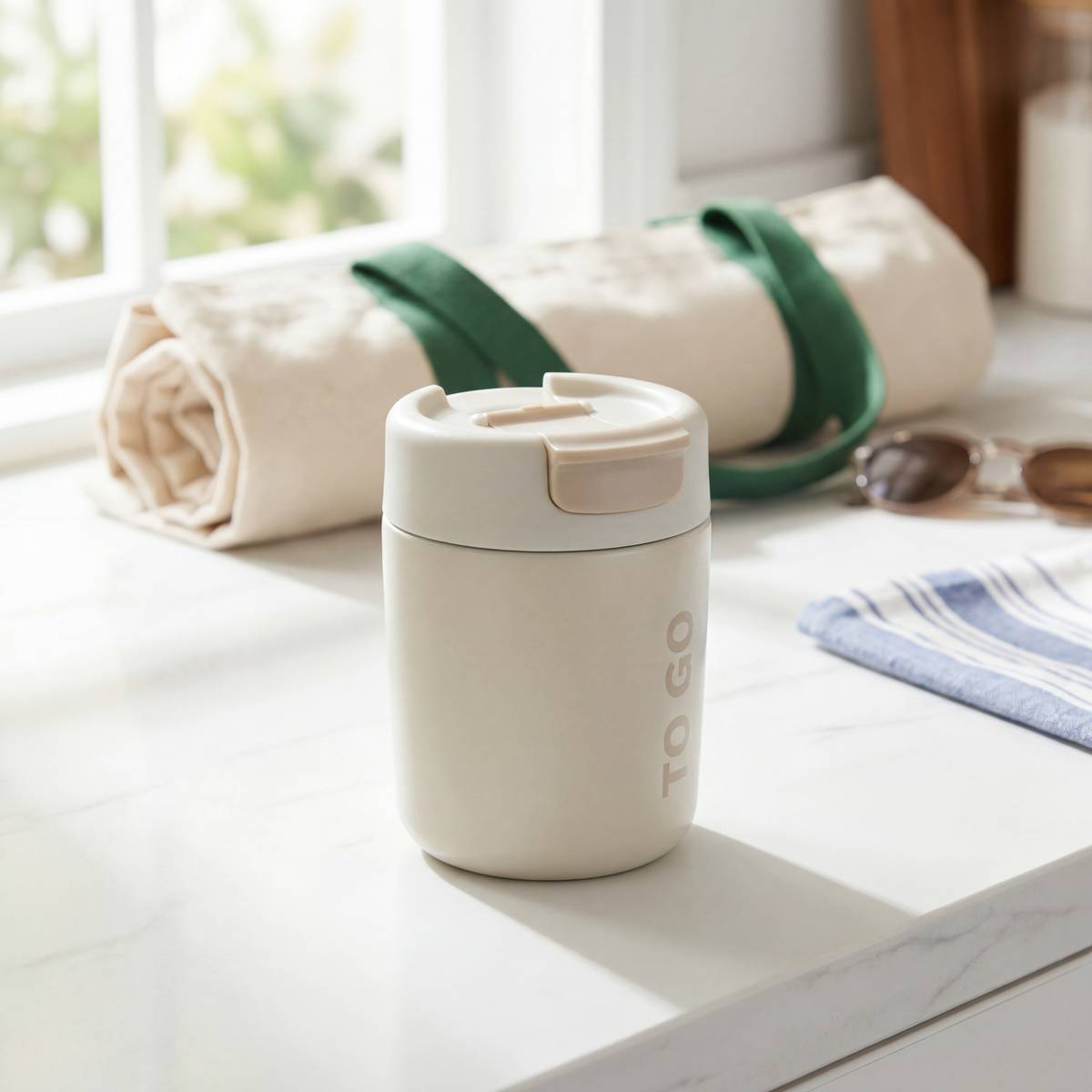 Mug isotherme, 0,3l, beige lin