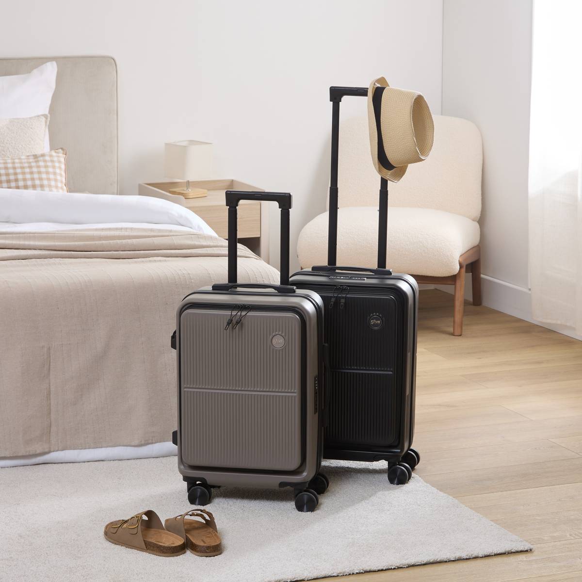 Valise 8 roues, ouverture frontale, 40l, noir