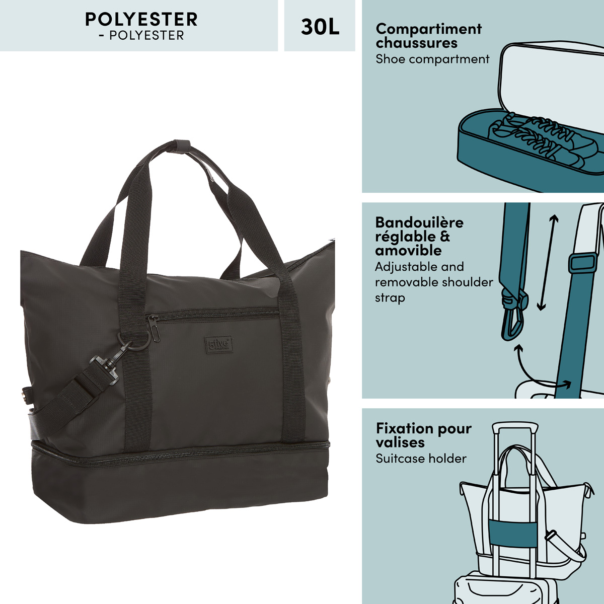 Sac week-end, 32l, noir