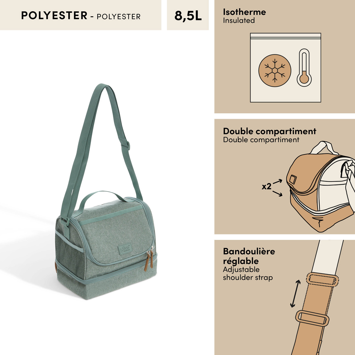 Sac repas, 8,5l, vert