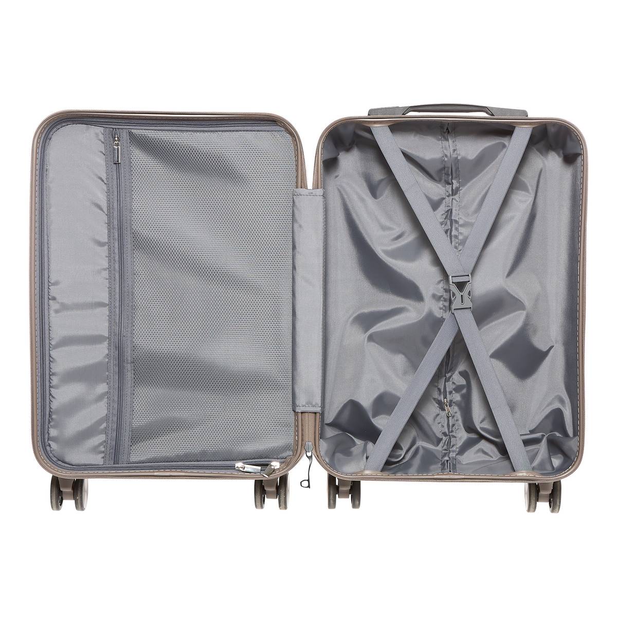 Valise 4 roues, ouverture frontale, 40l, gris