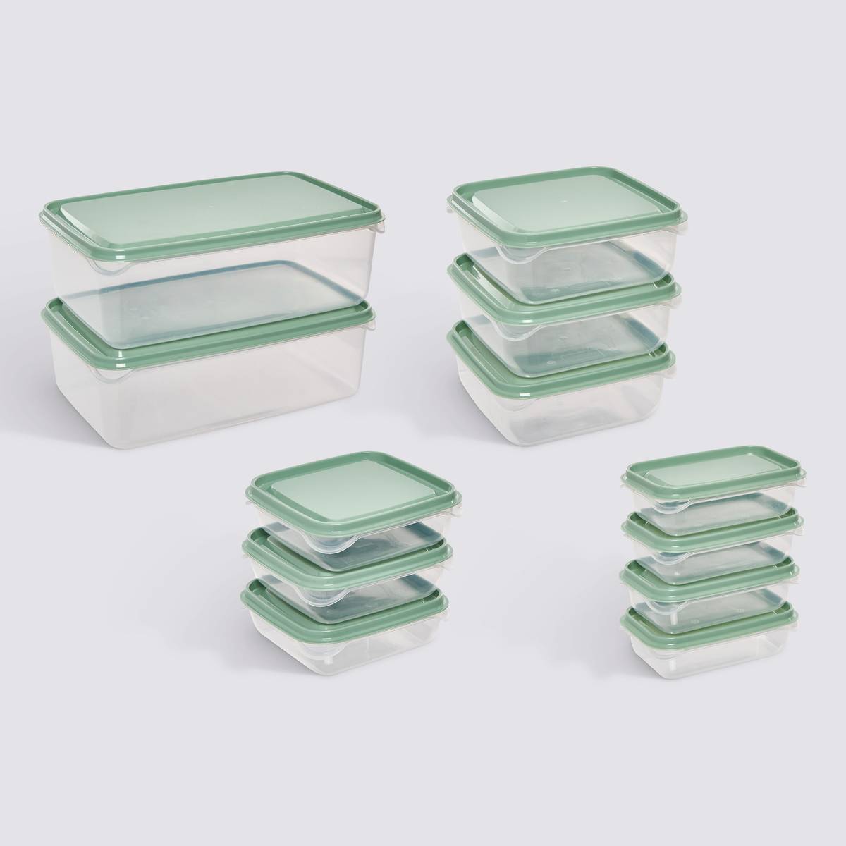 Lot de 12 boîtes de conservation, 0,19/0,35/0,6/2,1l, transparent Essentiels