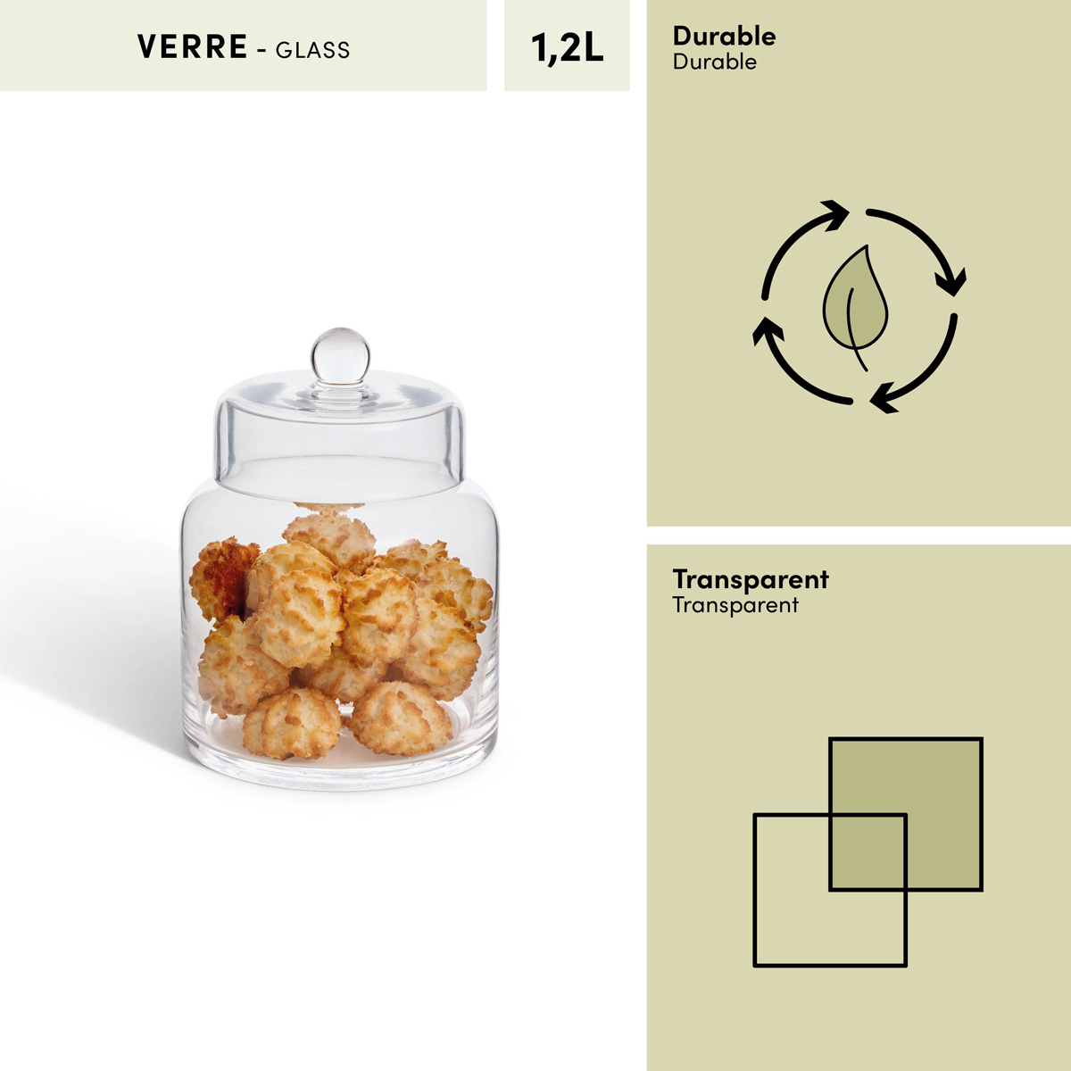 Bonbonnière en verre, 1,2l, transparent Ambroisia