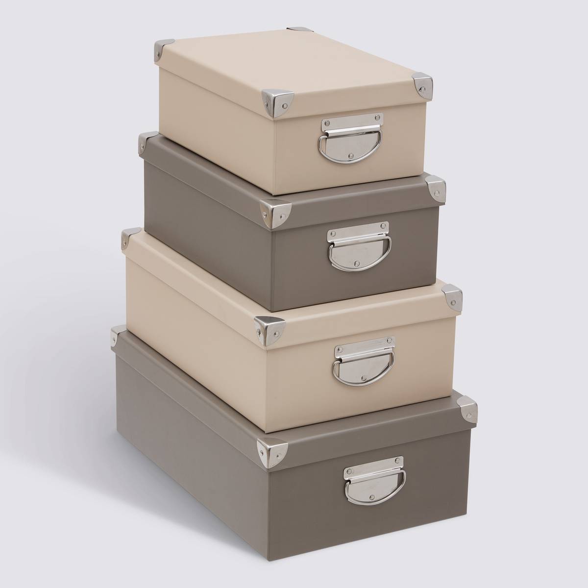 Lot de 4 boîtes de rangement, beige et brun Box'