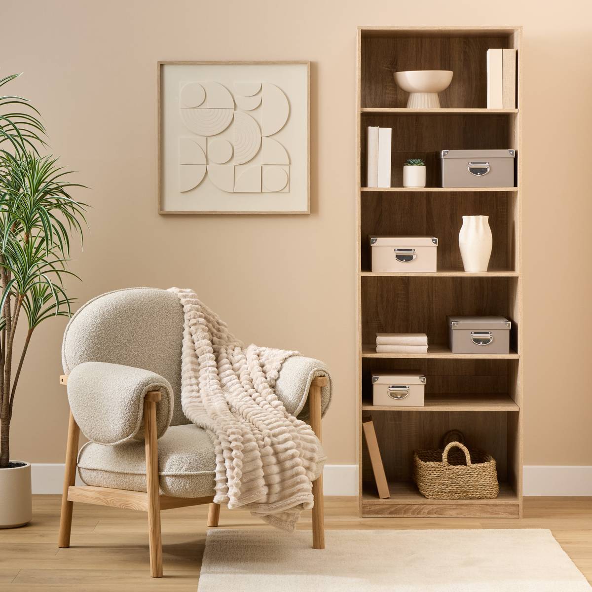 Lot de 4 boîtes de rangement, beige et brun Box'
