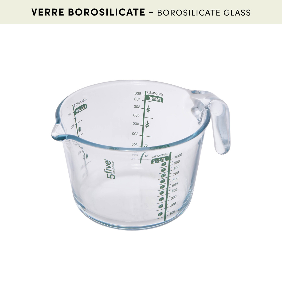 Verre doseur, verre borosilicate, 1l, transparent