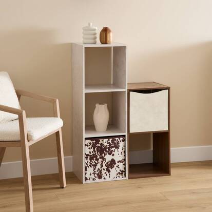 Étagère 3 cases, 34,5x32 cm, crème Mix'n modul