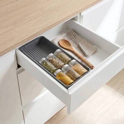 Support à épices extensible pour tiroir,  39,1x14,7 cm, gris Neo