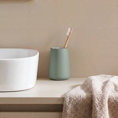 Porte-brosse à dents, d.8,3 x h.11,8 cm, grès, ficus Colorama