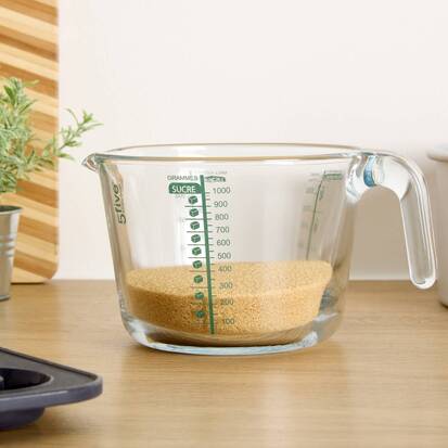 Verre doseur, verre borosilicate, 1l, transparent Essentiels