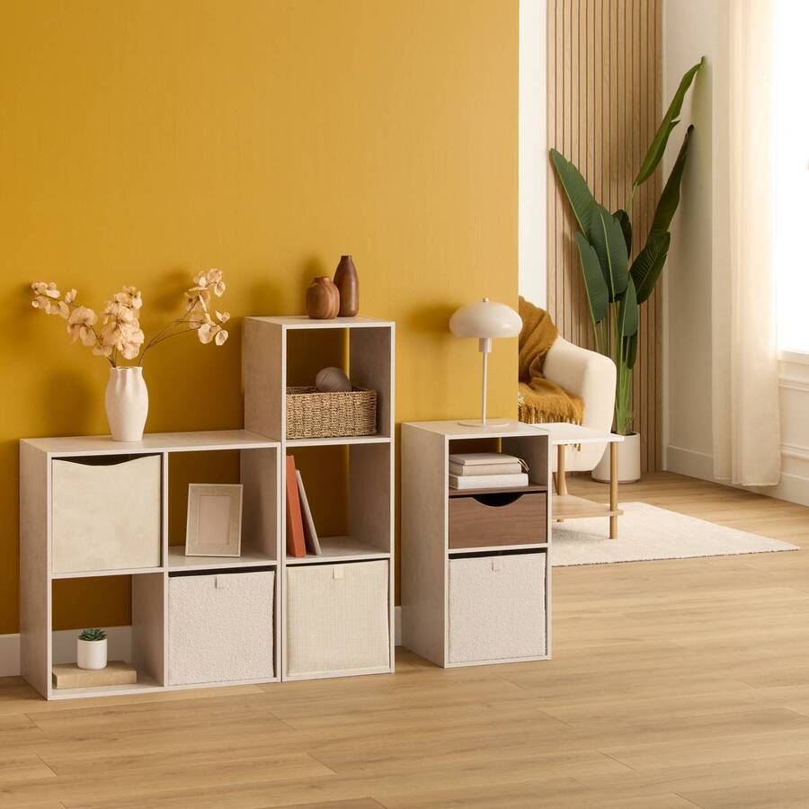 Étagère 4 cases, effet travertin Mix'n modul