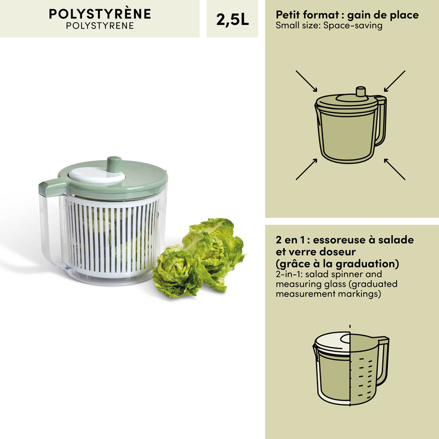 Essoreuse, 2,5l, vert Poly