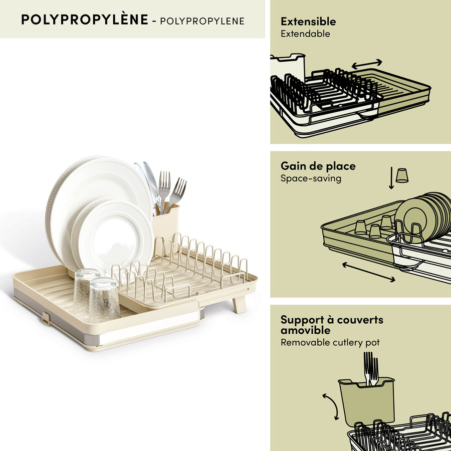 Égouttoir extensible, 1 niveau, argile Essentiels