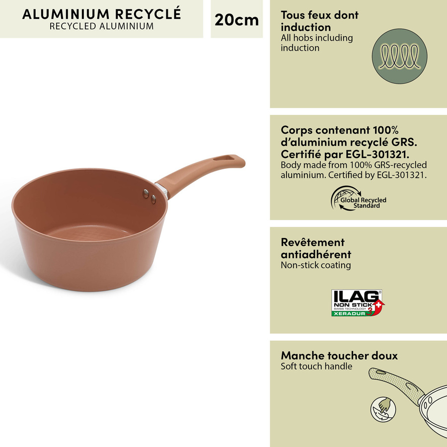 Casserole, aluminium recyclé, d.20 cm, rose blush Harmony
