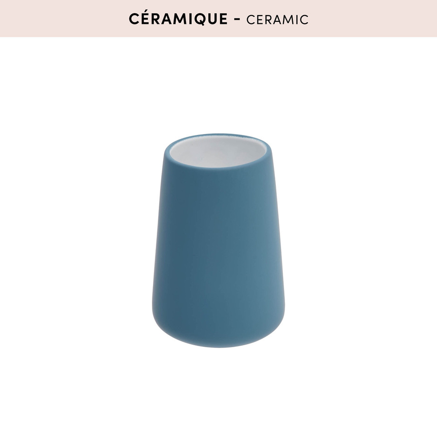 Porte-brosse à dents, d.8,3 x h.11,8 cm, grès, bleu Colorama