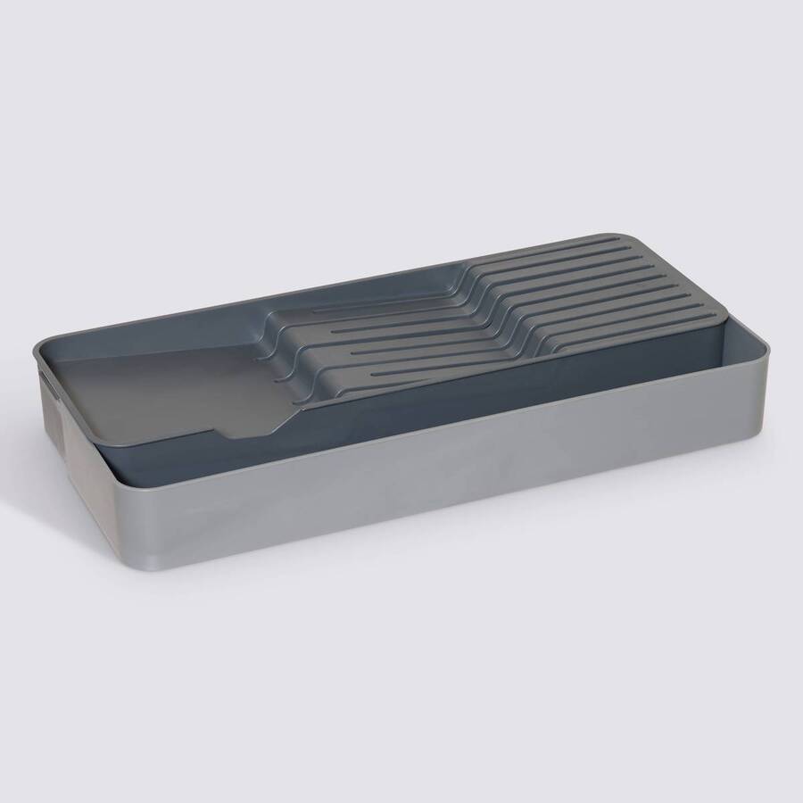 Range-couverts extensible, 4 compartiments, gris Neo