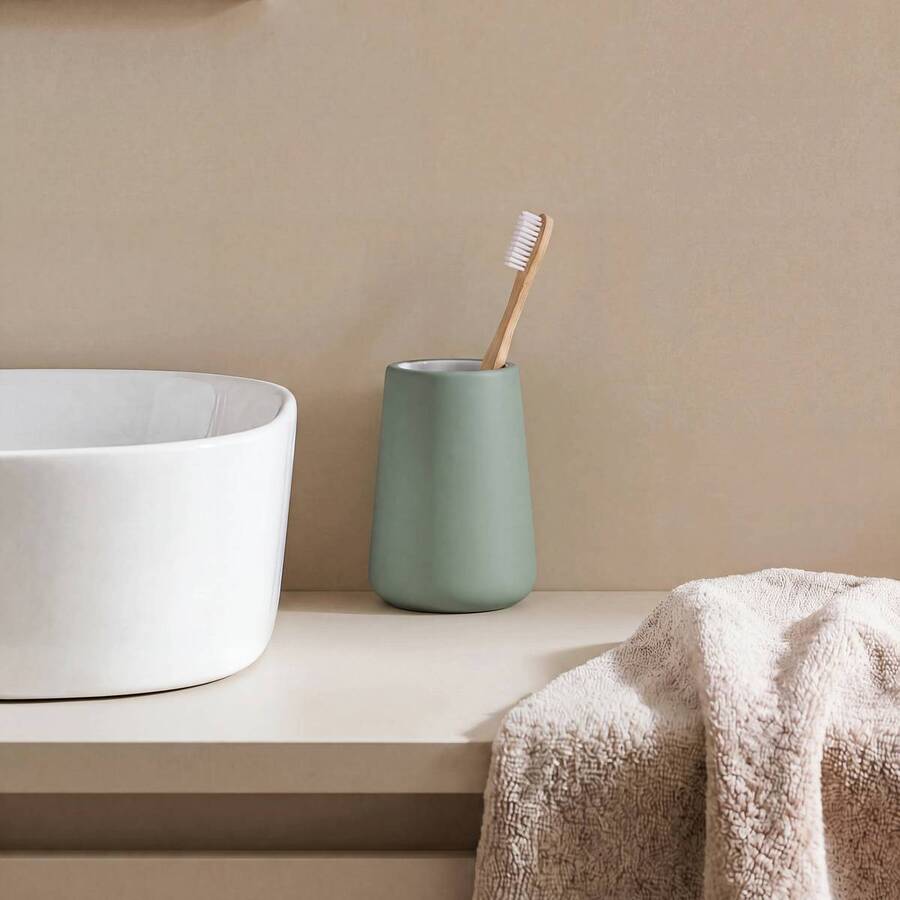 Porte-brosse à dents, d.8,3 x h.11,8 cm, grès, ficus Colorama
