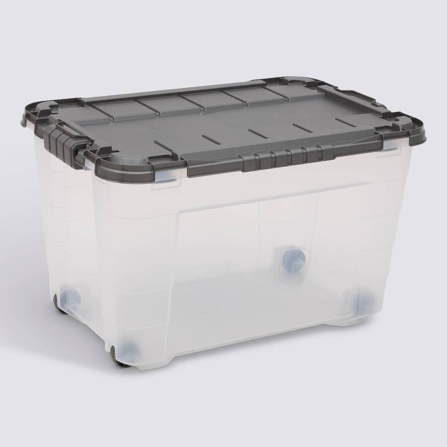 Boîte à roulettes, 60l, transparent Block'it
