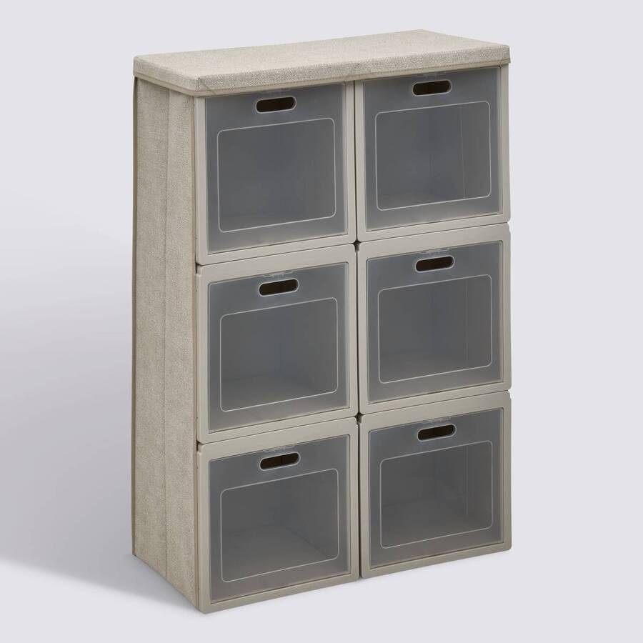 Rangement 6 cases, 30,5x91 cm, beige Cube'n door