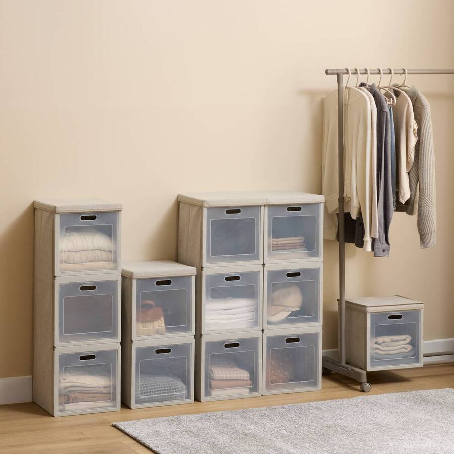 Rangement 6 cases, 30,5x91 cm, beige Cube'n door