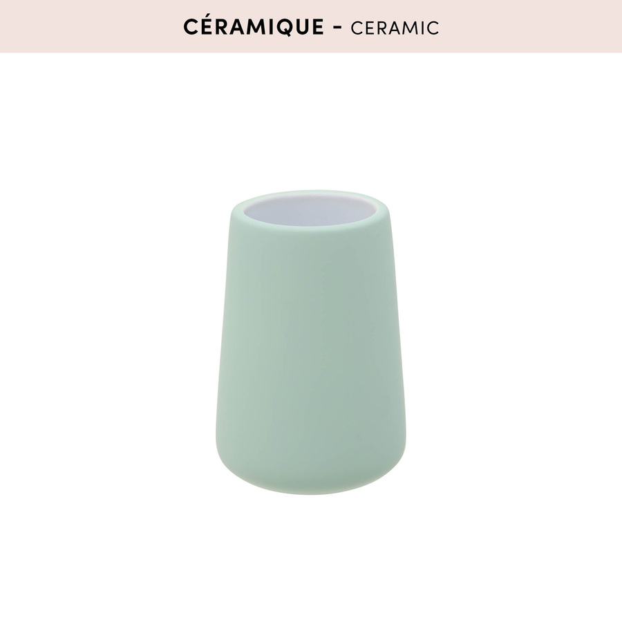 Porte-brosse à dents, d.8,3 x h.11,8 cm, grès, vert céladon Colorama
