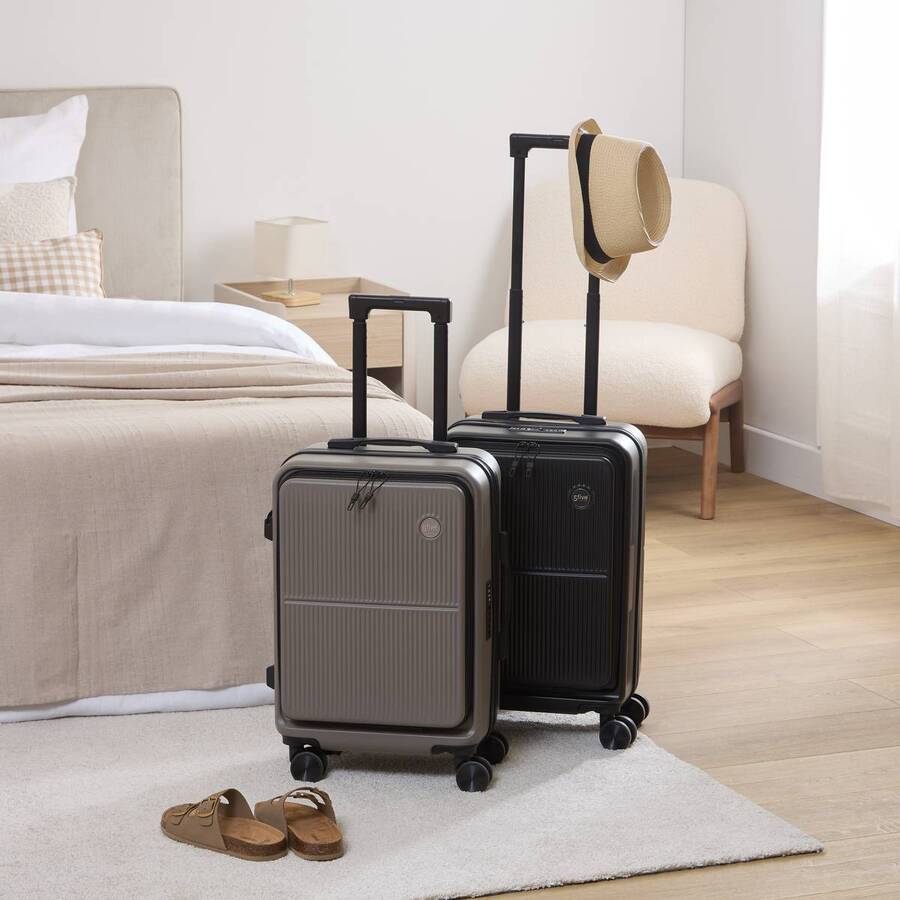 Valise 8 roues, ouverture frontale, 40l, noir