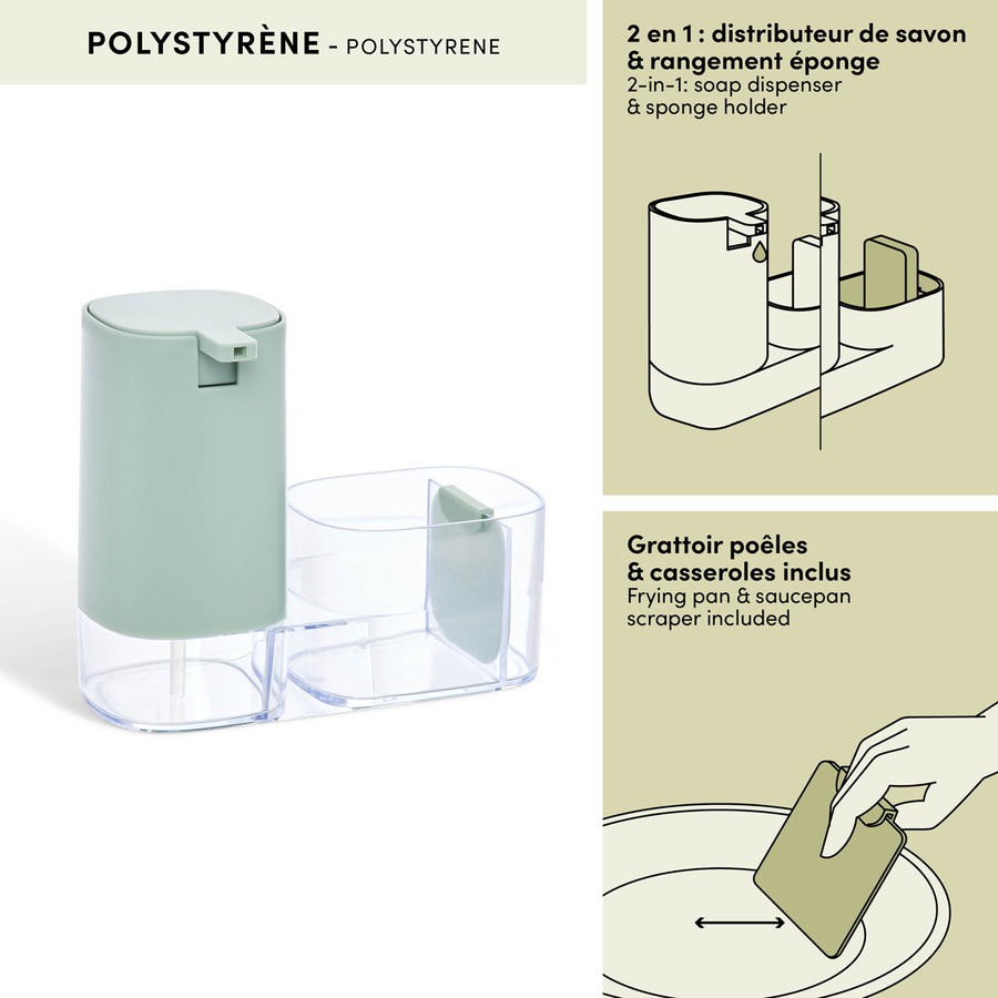 Distributeur de savon, 540ml, vert Poly