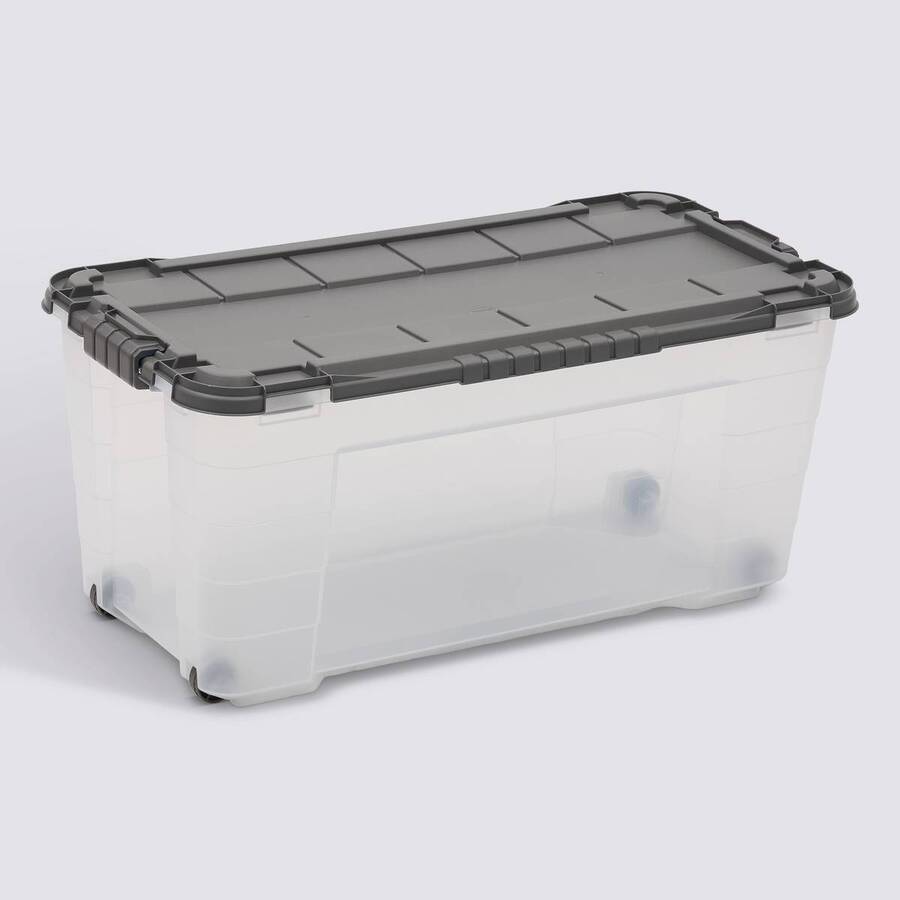 Boîte à roulettes, 80l, transparent Block'it